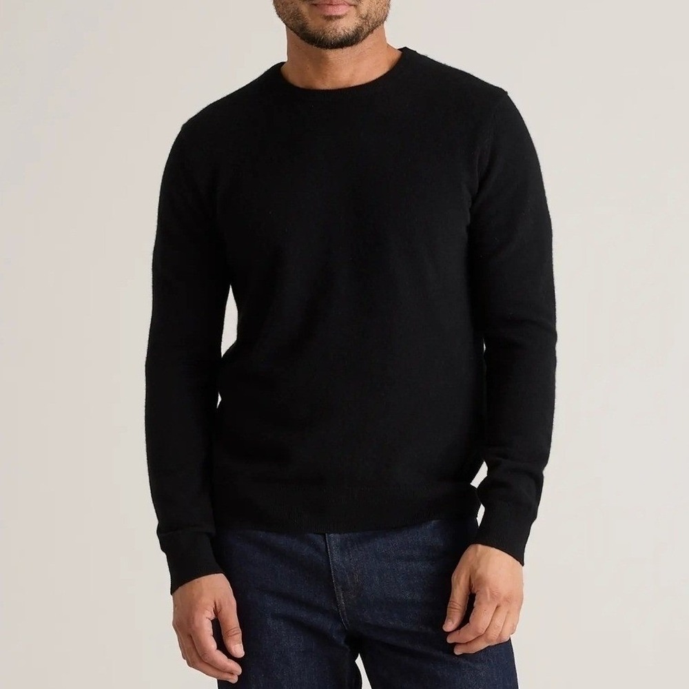 Quince Mens M NWT Mongolian Cashmere Crewneck Sweater Black Quiet Lux Minimalist